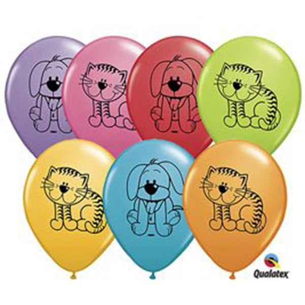 28cm Round Festive Assorted Cuddly Kitten & Puppy Assorted #37343 - Pack of 50