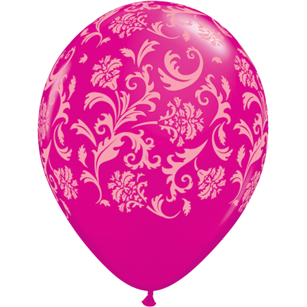 28cm Round Wild Berry Damask Print (Pnk) #37505 - Pack of 50 SPECIAL ORDER ITEM