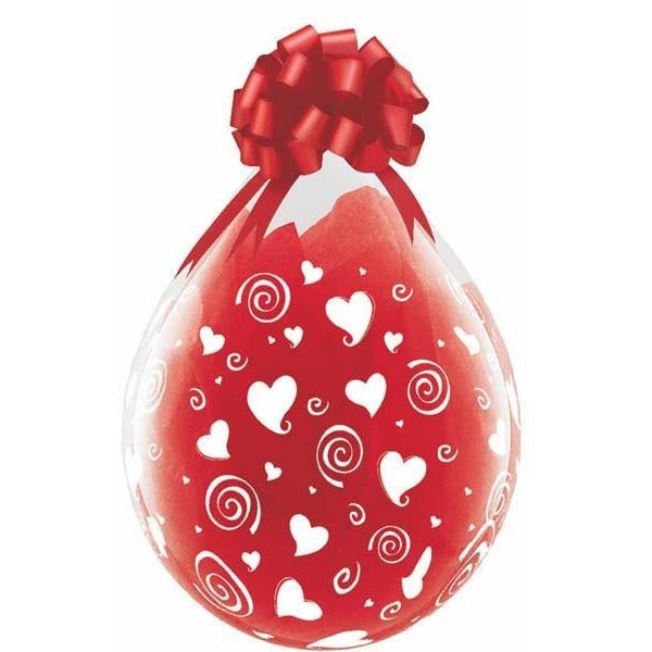 45cm Round Diamond Clear Swirling Hearts-A-Round (White) #37657 - Pack of 25 SPECIAL ORDER ITEM