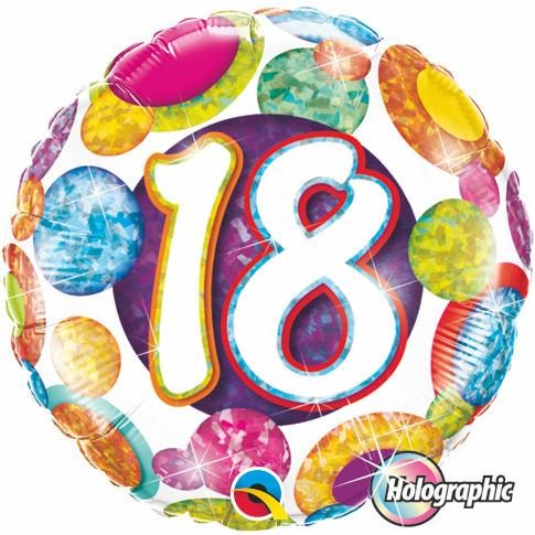 45cm Round Foil Holographic 18 Big Dots & Glitz #37888 - Each (Pkgd.)