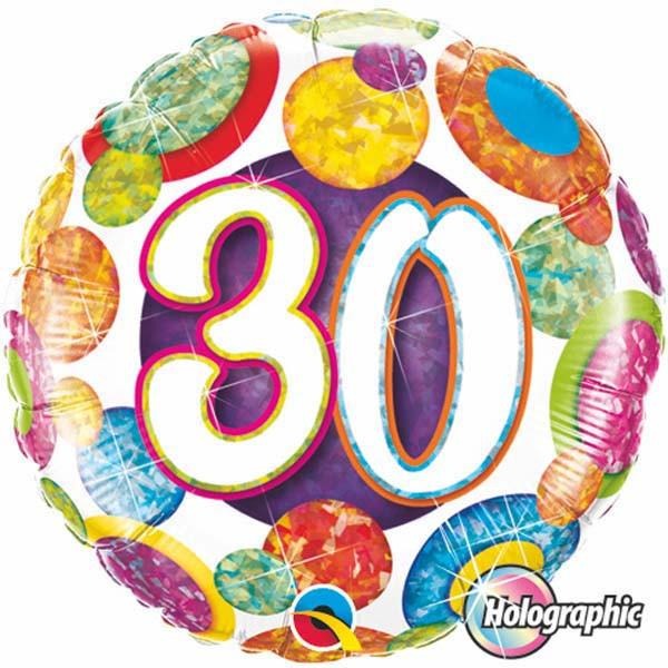 45cm Round Foil Holographic 30 Big Dots & Glitz #37896 - Each (Pkgd.)