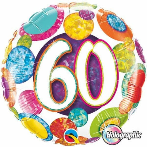 45cm Round Foil Holographic 60 Big Dots & Glitz #37909 - Each (Pkgd.)