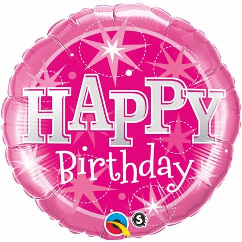 45cm Round Foil Birthday Pink Sparkle #37913 - Each (Pkgd.)