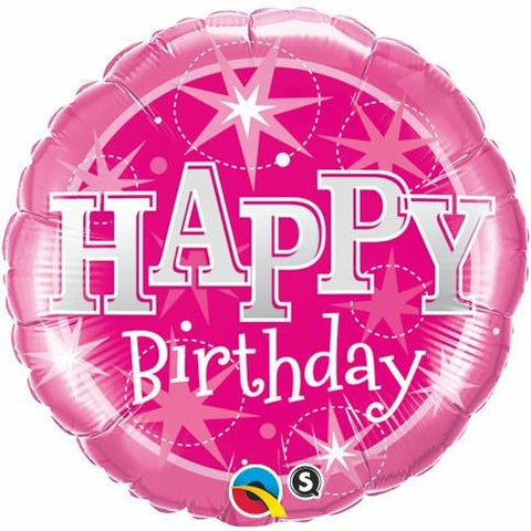 45cm Round Foil Birthday Pink Sparkle #37913 - Each (Pkgd.)