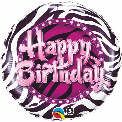 45cm Round Foil Birthday Zebra Print #38070 - Each (Pkgd.)