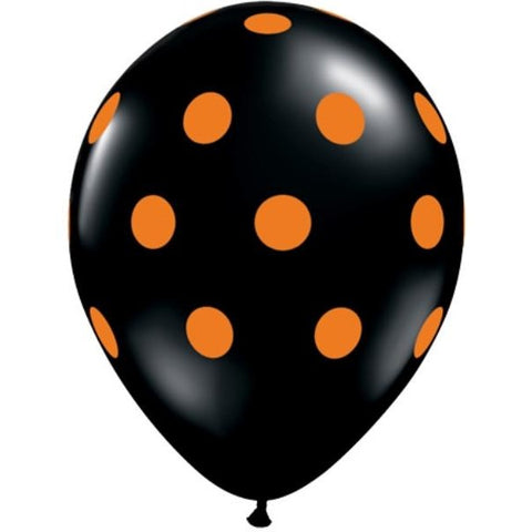28cm Round Orange & Black Big Polka Dots #38470 - Pack of 50