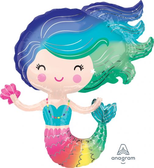 76cm Shape Foil Colourful Mermaid Blues #38472 - Each (Pkgd.)