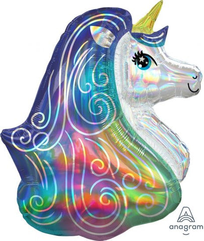 Shape Foil Holographic Iridescent Unicorn Head 63cm x 76cm #A40469 - Each SW (Pkgd.)