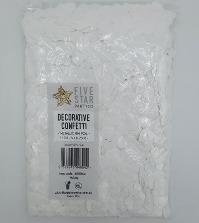1cm Met Foil Confetti WHITE 250g #400064