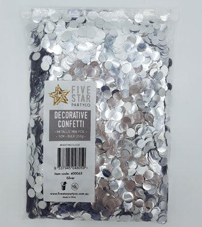 1cm Met Foil Confetti SILVER 250g #400065