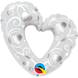 35cm Shape Foil Hearts & Filigree Pearl White #40352 - Each (Unpkgd.) SPECIAL ORDER ITEM