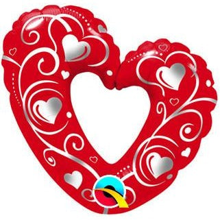 35cm Shape Foil Hearts & Filigree Red #40489 - Each (Unpkgd.) SPECIAL ORDER ITEM