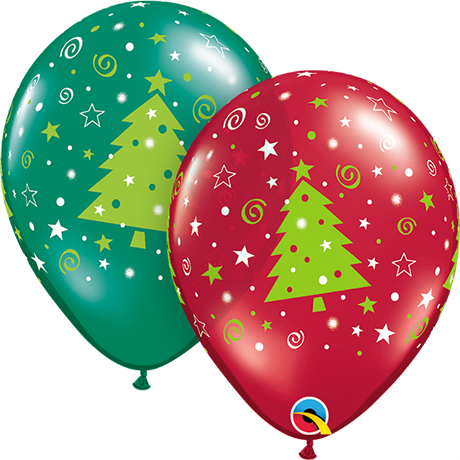 28cm Round Emerald & Ruby Christmas Trees Stars & Swirls #40558 - Pack of 50