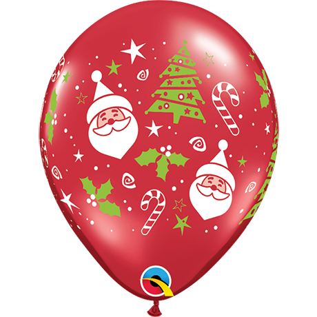 28cm Round Ruby Red Santa & Christmas Tree #40571 - Pack of 50