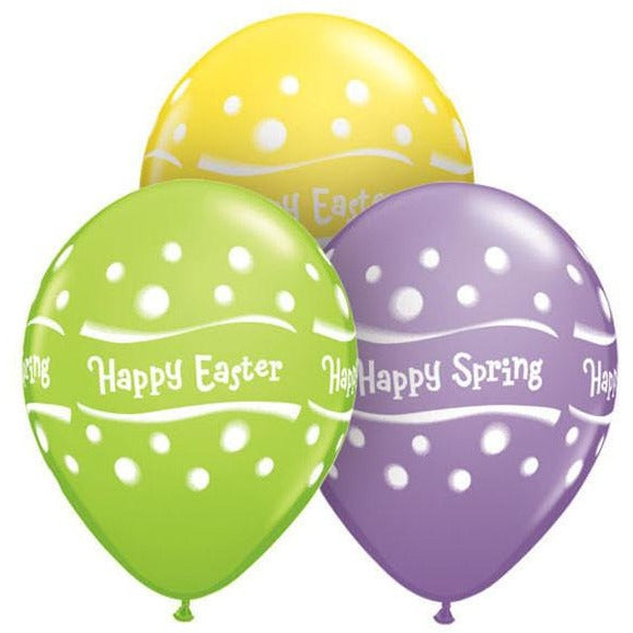 28cm Round Special Assorted Happy Spring Easter Assorted Dots #41417 - Pack of 50 SPECIAL ORDER ITEM
