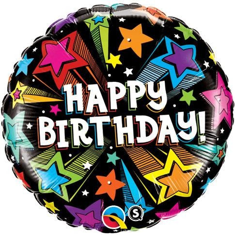 45cm Round Foil Birthday Colorful Shooting Stars #41662 - Each (Pkgd.)