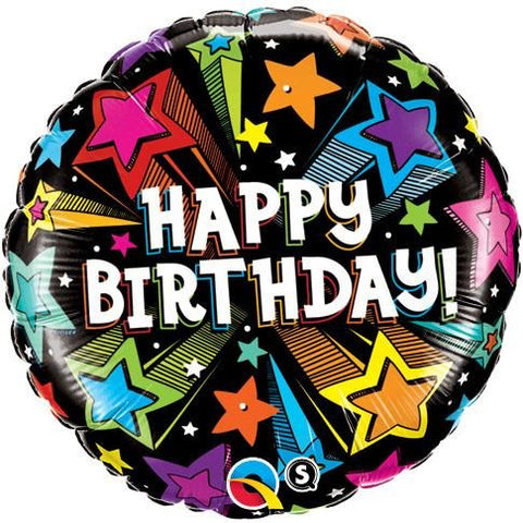 45cm Round Foil Birthday Colorful Shooting Stars #41662 - Each (Pkgd.)