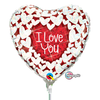 22cm Heart Foil Holographic I Love You Glitter Hearts #41933 - Each (Inflated, supplied air-filled on stick)