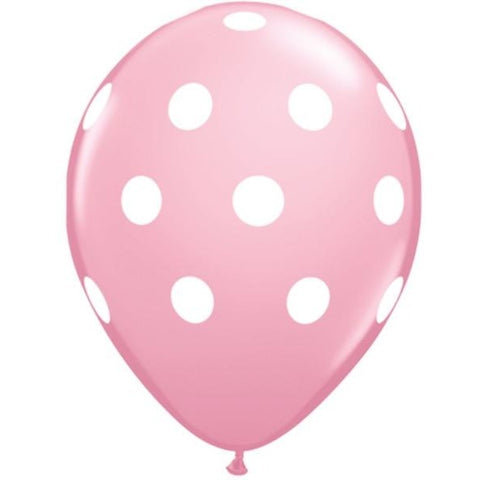 28cm Round Pink Big Polka Dots (White) #42944 - Pack of 50