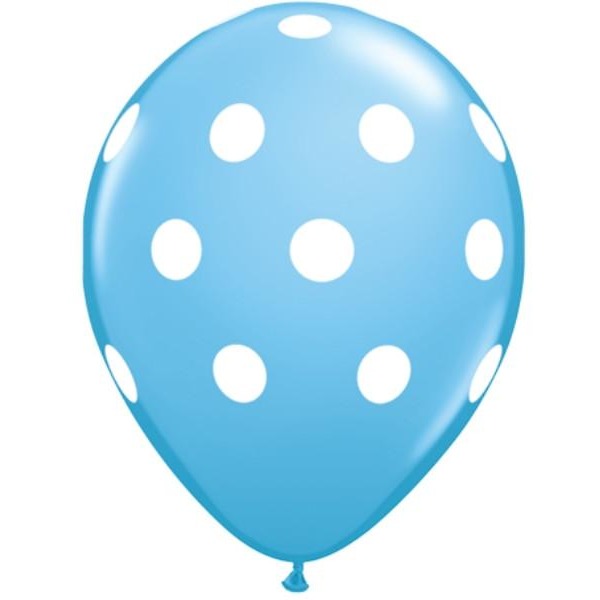 28cm Round Pale Blue Big Polka Dots (White) #42945 - Pack of 50
