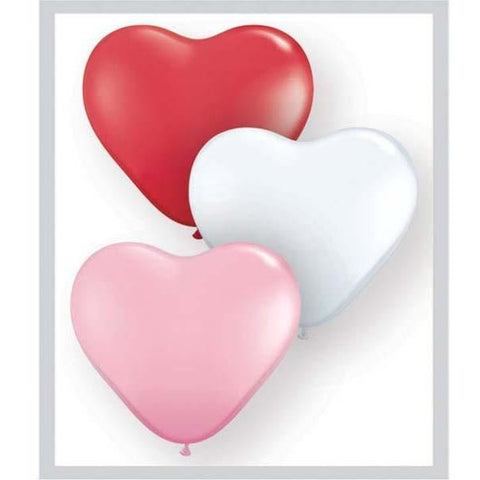 15cm Heart Sweetheart Assorted Qualatex Plain Latex #43644 - Pack of 100
