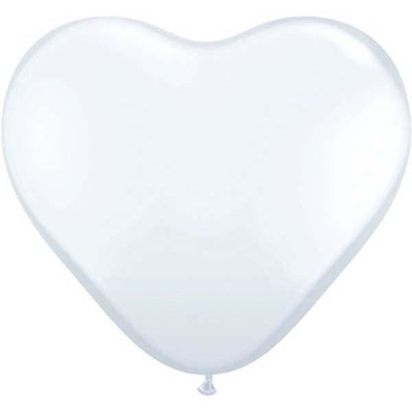 28cm Heart White Qualatex Plain Latex #43735 - Pack of 100