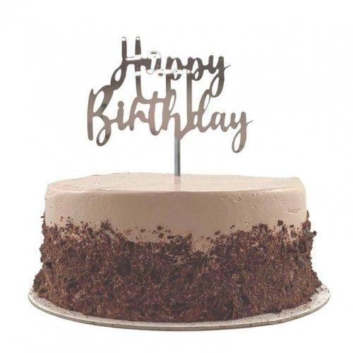 Cake Topper Acrylic HAPPY BIRTHDAY Silver #443012