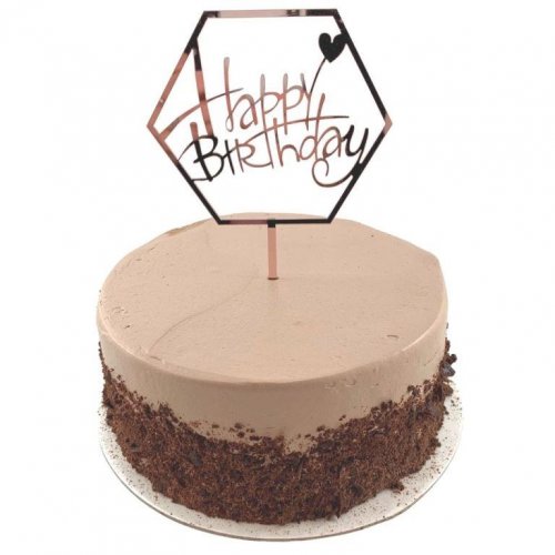Cake Topper Acrylic BIRTHDAY Hex Rose Gold #443021