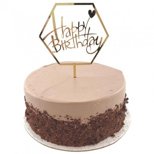 Cake Topper Acrylic BIRTHDAY Hexagonal Gold #443022