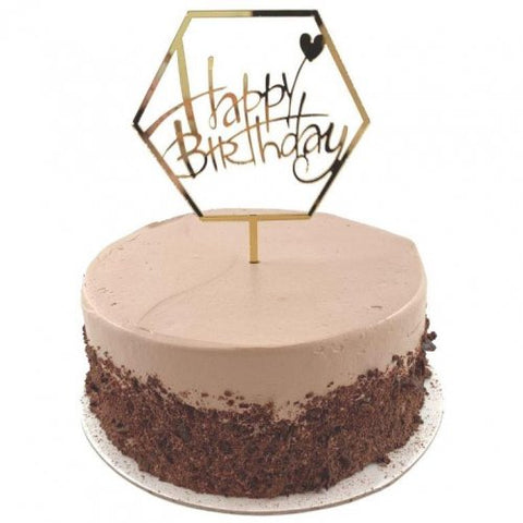 Cake Topper Acrylic BIRTHDAY Hexagonal Gold #443022