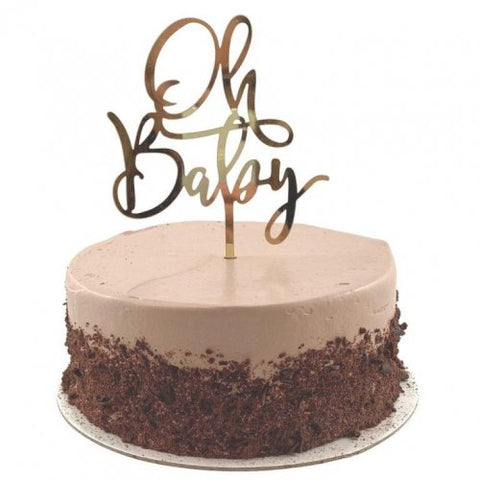 Cake Topper Acrylic OH BABY Gold #443038