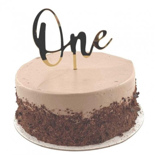 Cake Topper Acrylic ONE Gold #443050