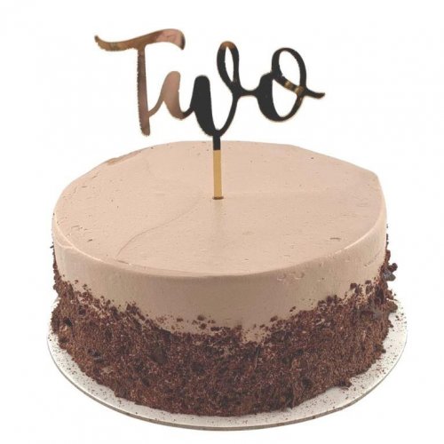 Cake Topper Acrylic TWO Gold #443055