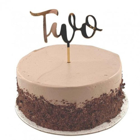 Cake Topper Acrylic TWO Gold #443055