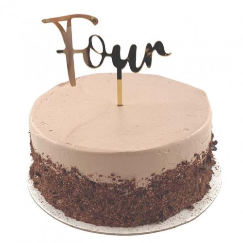 Cake Topper Acrylic FOUR Gold #443065