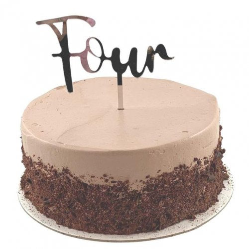 Cake Topper Acrylic FOUR Silver #443066