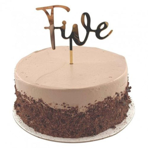 Cake Topper Acrylic FIVE Gold #443070