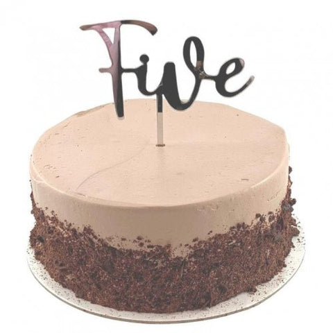 Cake Topper Acrylic FIVE Silver #443071