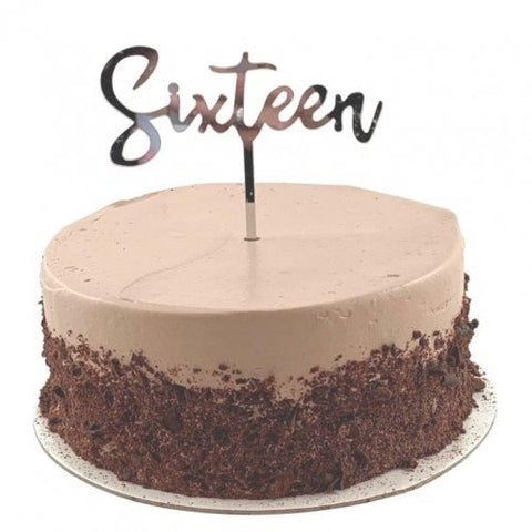 Cake Topper Acrylic SIXTEEN Silver #443076