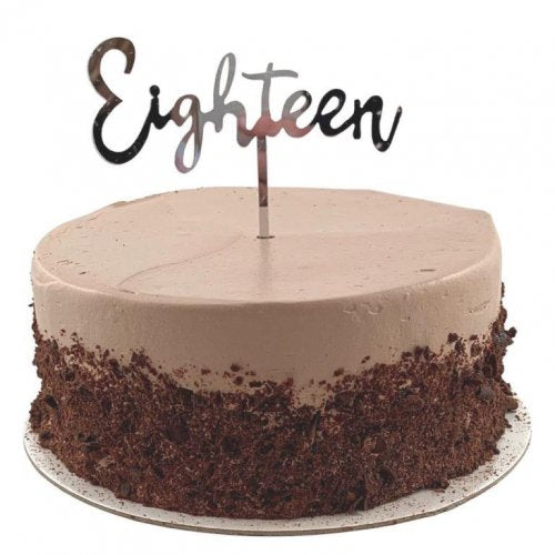 Cake Topper Acrylic EIGHTEEN Silver #443081