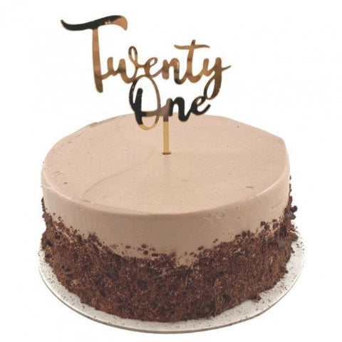 Cake Topper Acrylic TWENTY ONE Gold #443085