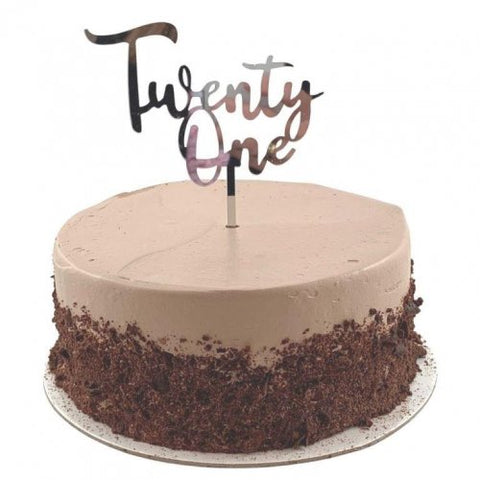 Cake Topper Acrylic TWENTY ONE Silver #443086