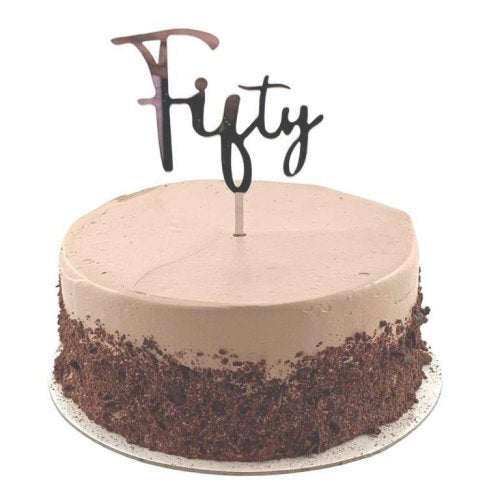 Cake Topper Acrylic FIFTY Silver #443097