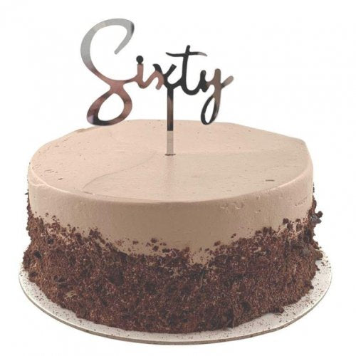Cake Topper Acrylic SIXTY Silver #443099