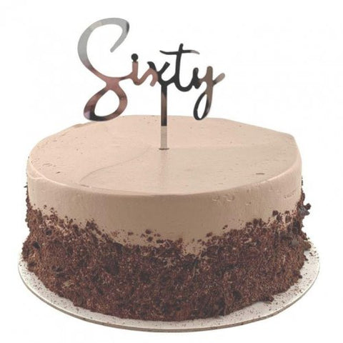 Cake Topper Acrylic SIXTY Silver #443099