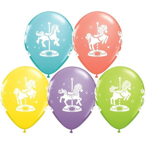 28cm Round Sorbet Assortment Carousel Horses Latex #44860 - Pack of 50