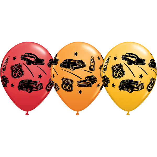 28cm Round Special Assorted Classic Cars on Route 66 #44866 - Pack of 50 SPECIAL ORDER ITEM