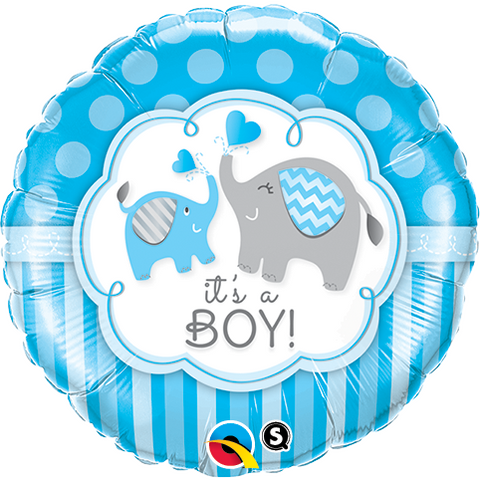 45cm Round Foil It's A Boy Elephants #45109 - Each (Pkgd.)