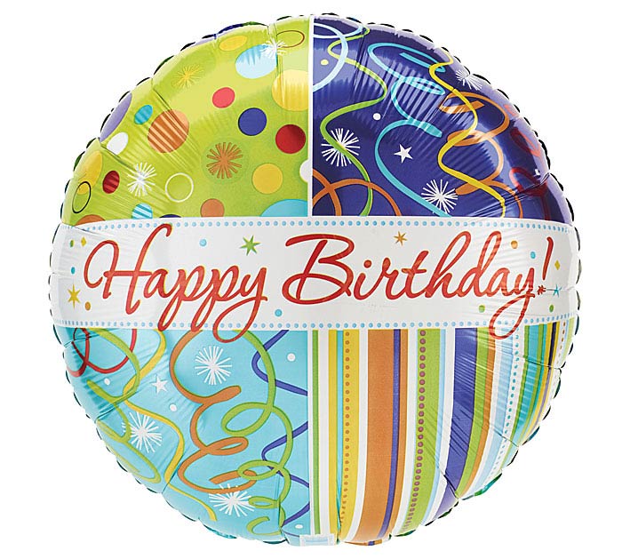 42cm Foil Round Balloon Happy Birthday lime Streamers #4630118- Each (Pkgd.)