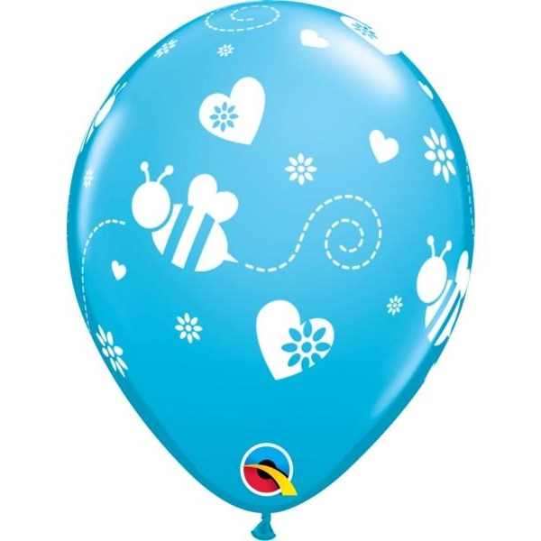 28cm Round Latex Tropical Assortment Flying Bees & Hearts #48102 - Pack of 50
